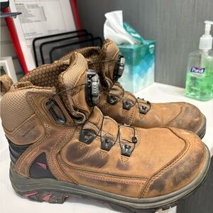 Red Wing Women’s Steel toed Tan and Black Boots